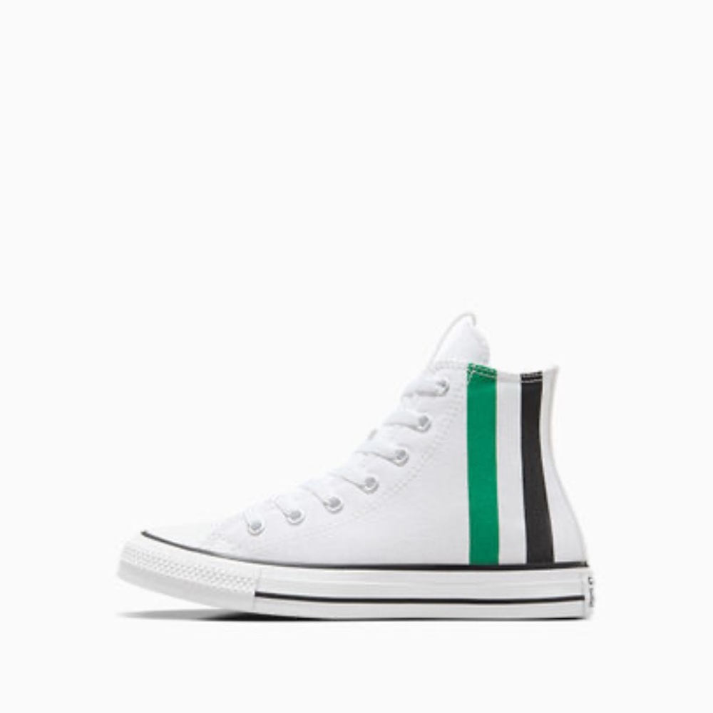Converse White High-Tops with Green and Black Accents - Picture 3 of 7